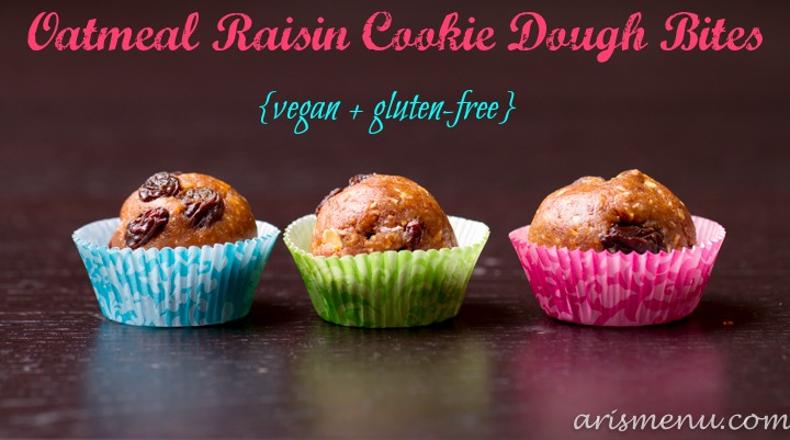 Oatmeal Raisin Cookie Dough Bites #vegan #glutenfree