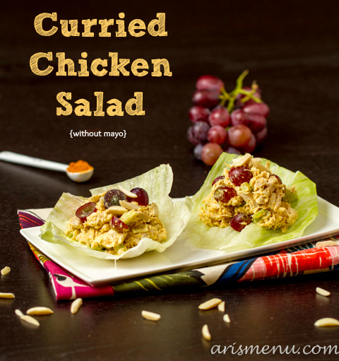 Curried Chicken Salad {without mayo} #glutenfree via arismenu.com