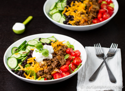10 Minute Taco Salad: The fastest, healthiest and most delicious taco salad is ready in just 10 minutes! Tons of bold flavors in this healthy, weeknight meal.