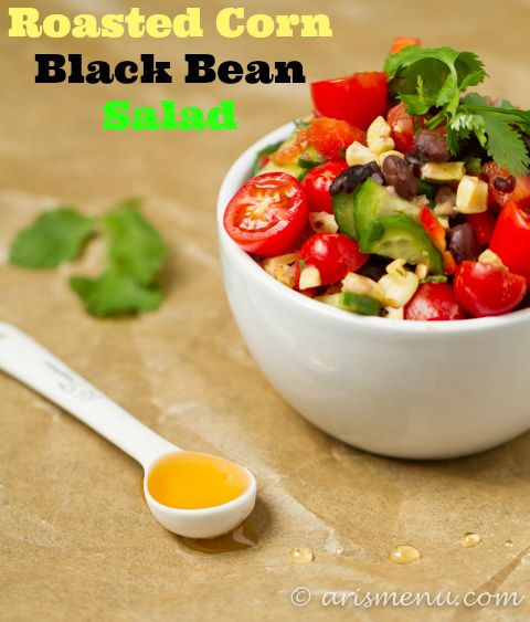 Roasted Corn Black Bean Salad #vegan #glutenfree