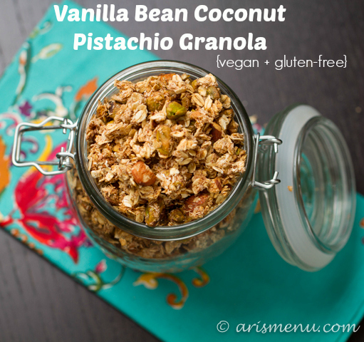 Vanilla Bean Coconut Pistachio Granola #vegan #glutenfree
