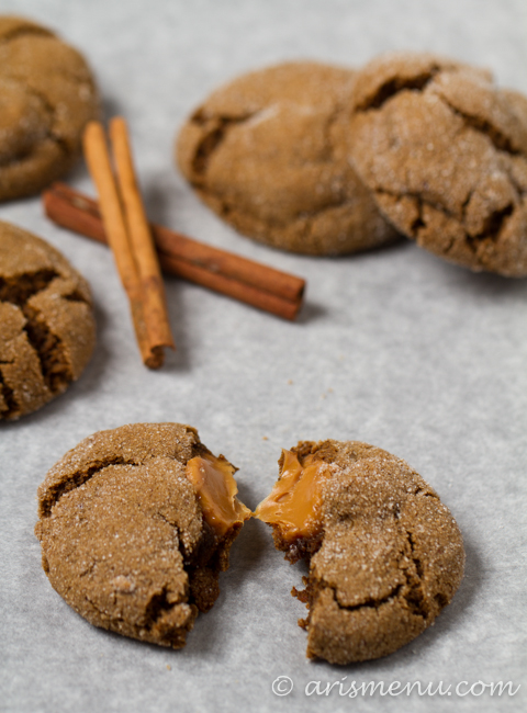 Caramel Stuffed Ginger Molasses Cookies