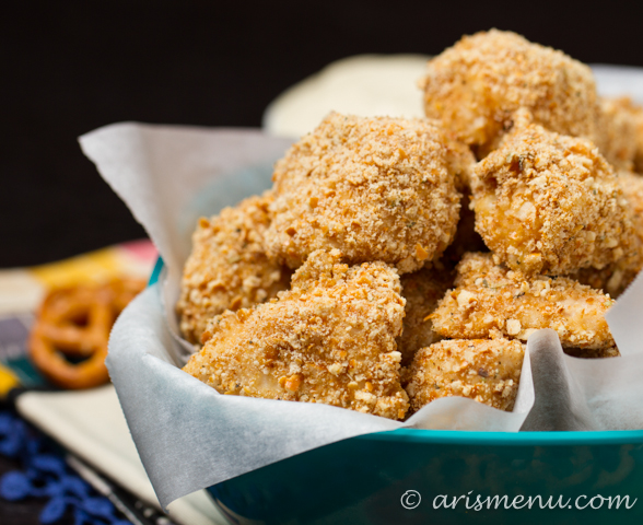 Pretzel Crusted Chicken Nuggets -- Super easy, fast and healthy dinner the whole family can enjoy. Using gluten-free pretzels and paired with a creamy maple mustard dipping sauce