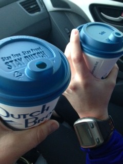 Dutch Bros is a post-track tradition. It was still cold out, so Nicole and I sat in the car to gossip and have our drinks. You know you're from Arizona when 60 degrees is too cold to sit outside.