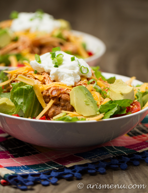 Shredded Chicken Taco Salad: Easy, simple, healthy & gluten-free!