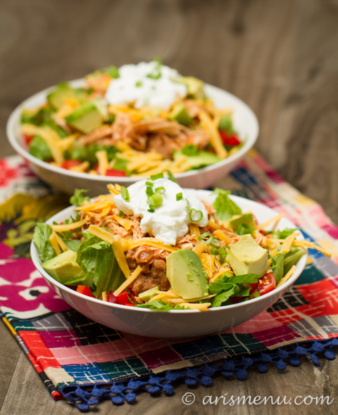 Shredded Chicken Taco Salad: Easy, simple, healthy & gluten-free!