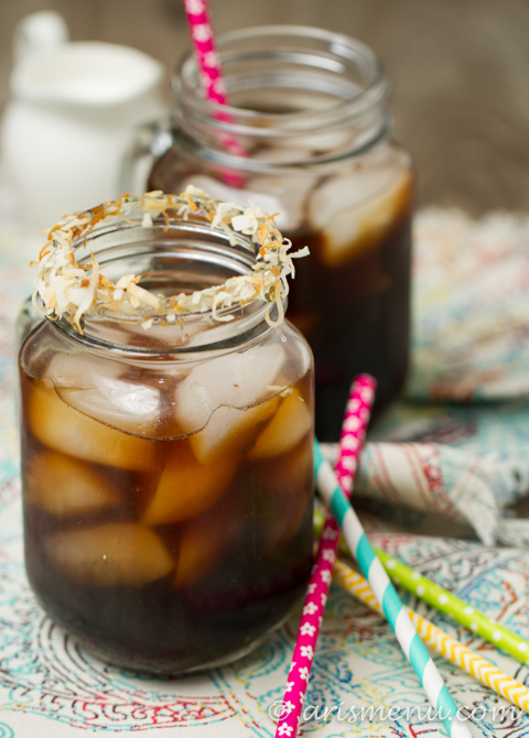 Toasted Coconut Cold-brewed Iced Coffee.: Smooth and nutty without a hint of bitterness