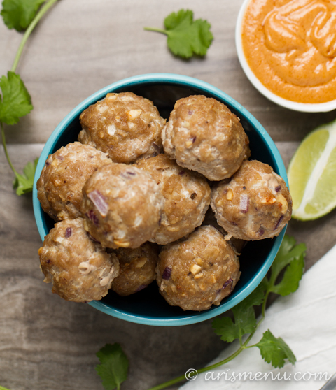 Thai Turkey Meatballs with Peanut Dipping Sauce: Healthy, delicious & gluten-free
