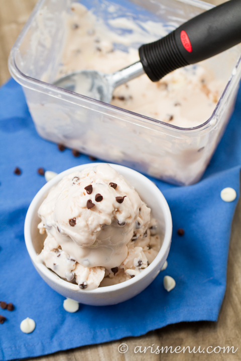 Tart Cherry Fro-yo with White & Dark Chocolate Chips: Easy, ultra creamy and healthy!