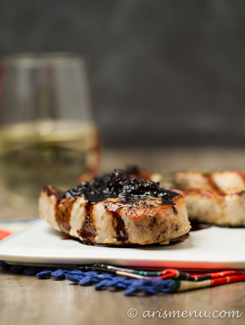 Grilled Pork Chops with Balsamic Blackberry Sauce