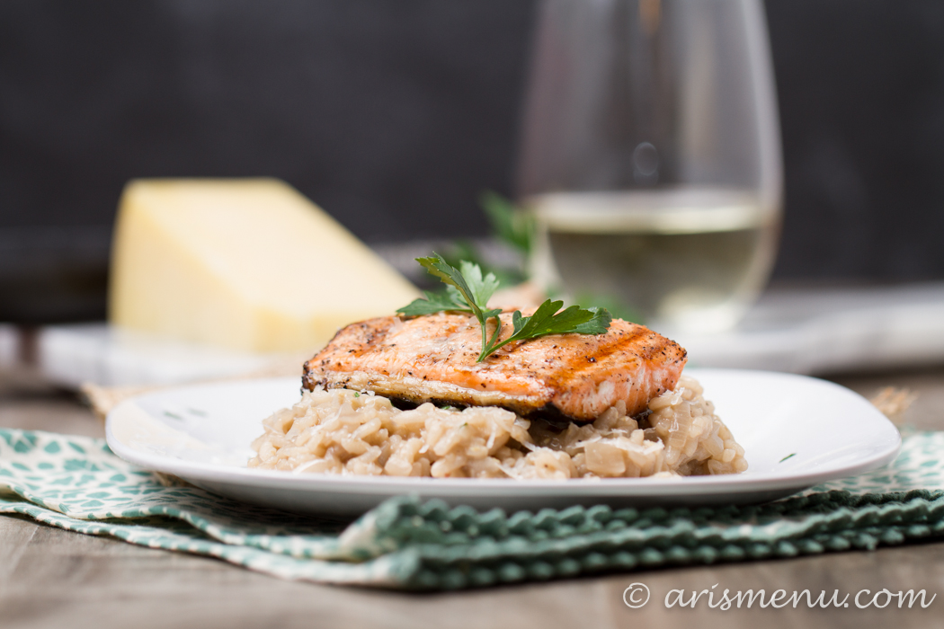 Risotto has never been easier or more delicious than with parmesan, truffle oil and grilled salmon!