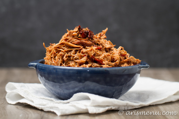 Crockpot Raspberry Chipotle Chicken: Perfectly tender and juicy shredded chicken with a sweet and spicy kick!