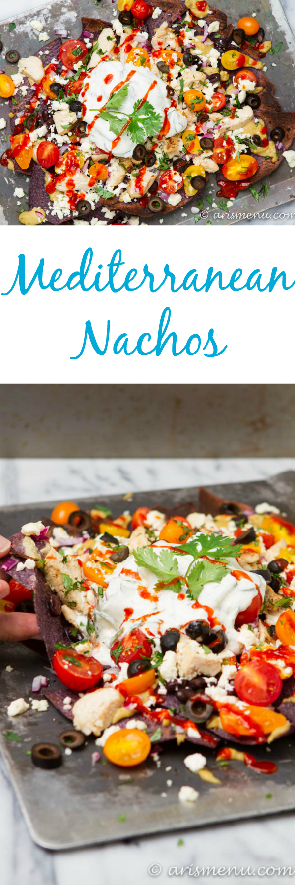 Mediterranean Nachos: Taking comfort food to the next level with this Mediterranean inspired twist!