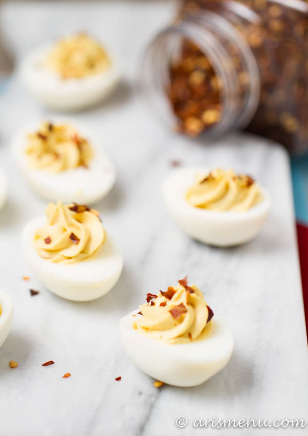 Wasabi Soy Deviled Eggs: Spicy and bold, like a california roll meets deviled eggs!