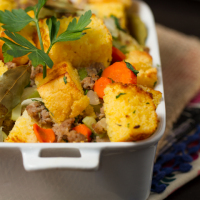 Cornbread Sausage Stuffing: My family fights over the the leftovers from this stuffing every Thanksgiving! Big chunks of cornbread, sweet Italian turkey sausage, plenty of veggies and herbs and the secret ingredient -- TRUFFLE OIL -- make this a true, unforgettable classic!