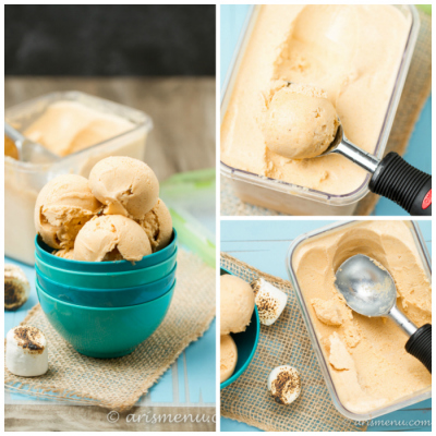 Toasted Marshmallow Sweet Potato Ice Cream: All the flavor of classic sweet potato casserole in rich, creamy ice cream. The perfect make ahead Thanksgiving or any time dessert!