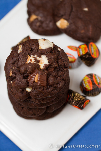 The Ultimate Peanut Butter Cup Brownie Cookies: Rich, fudgy, brownie-like chocolate cookies stuffed with melty peanut butter cups!