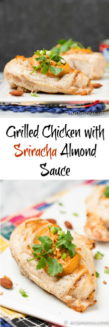 Grilled Chicken with Sriracha Almond Sauce: The BEST peanut free pad Thai copy cat there is!
